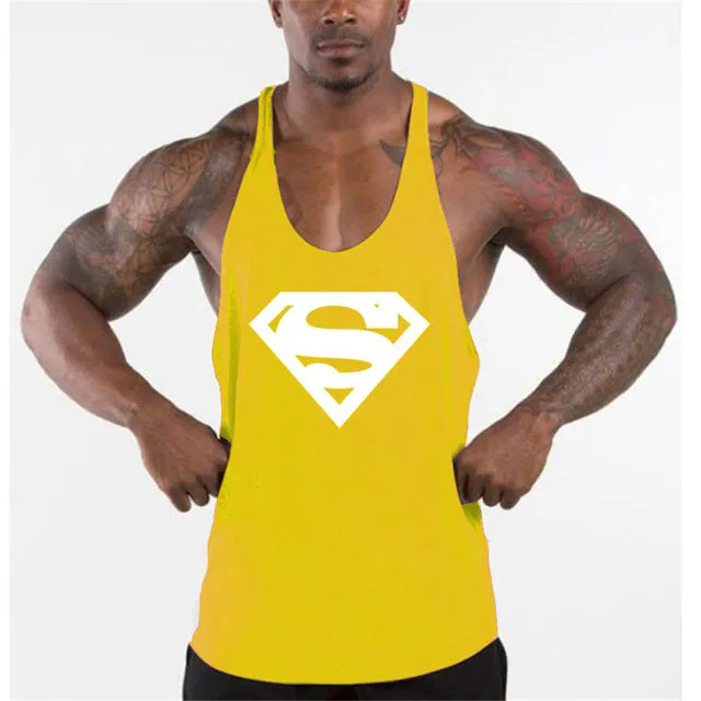 New Arrivals Bodybuilding stringer tank top Superman Gyms sleeveless t shirt men Fitness Vest Singlet sportswear workout tanktop