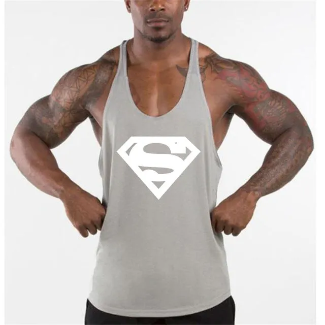 New Arrivals Bodybuilding stringer tank top Superman Gyms sleeveless t shirt men Fitness Vest Singlet sportswear workout tanktop