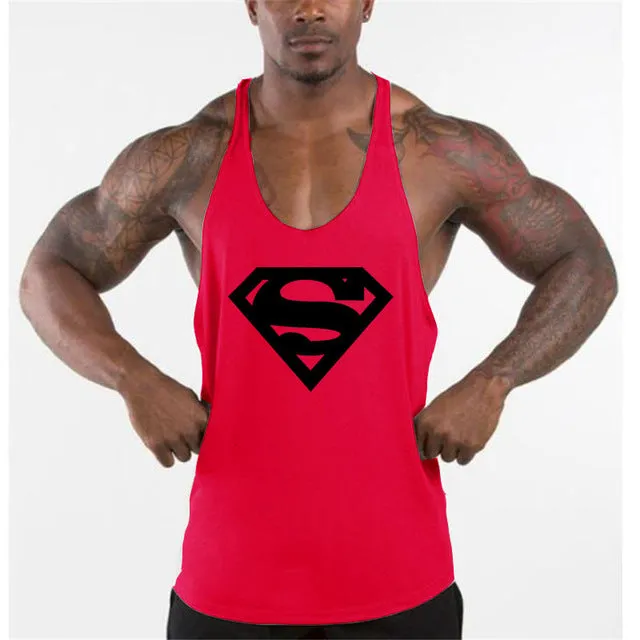 New Arrivals Bodybuilding stringer tank top Superman Gyms sleeveless t shirt men Fitness Vest Singlet sportswear workout tanktop