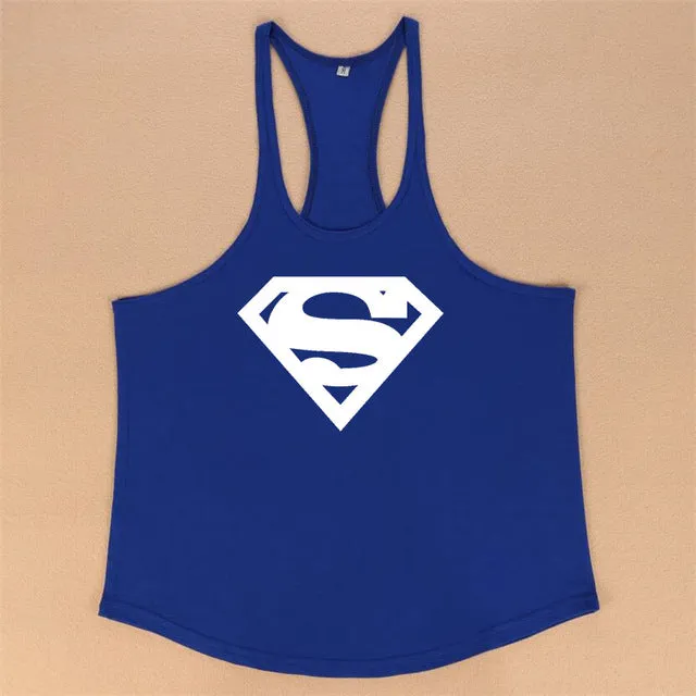 New Arrivals Bodybuilding stringer tank top Superman Gyms sleeveless t shirt men Fitness Vest Singlet sportswear workout tanktop