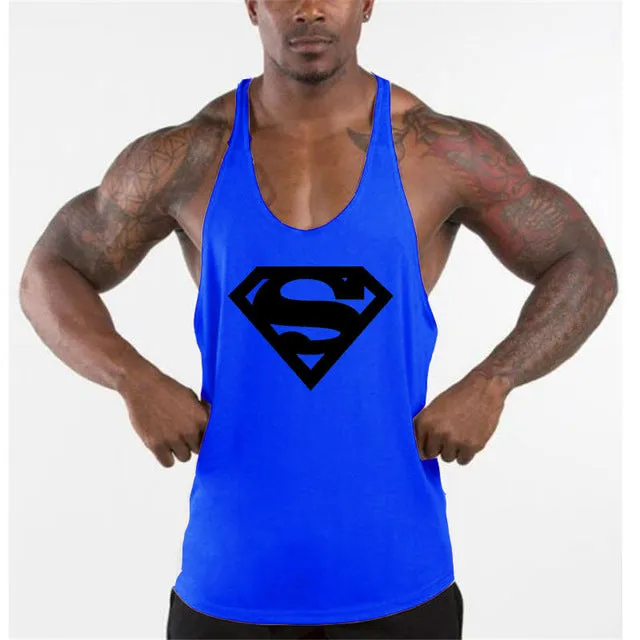 New Arrivals Bodybuilding stringer tank top Superman Gyms sleeveless t shirt men Fitness Vest Singlet sportswear workout tanktop