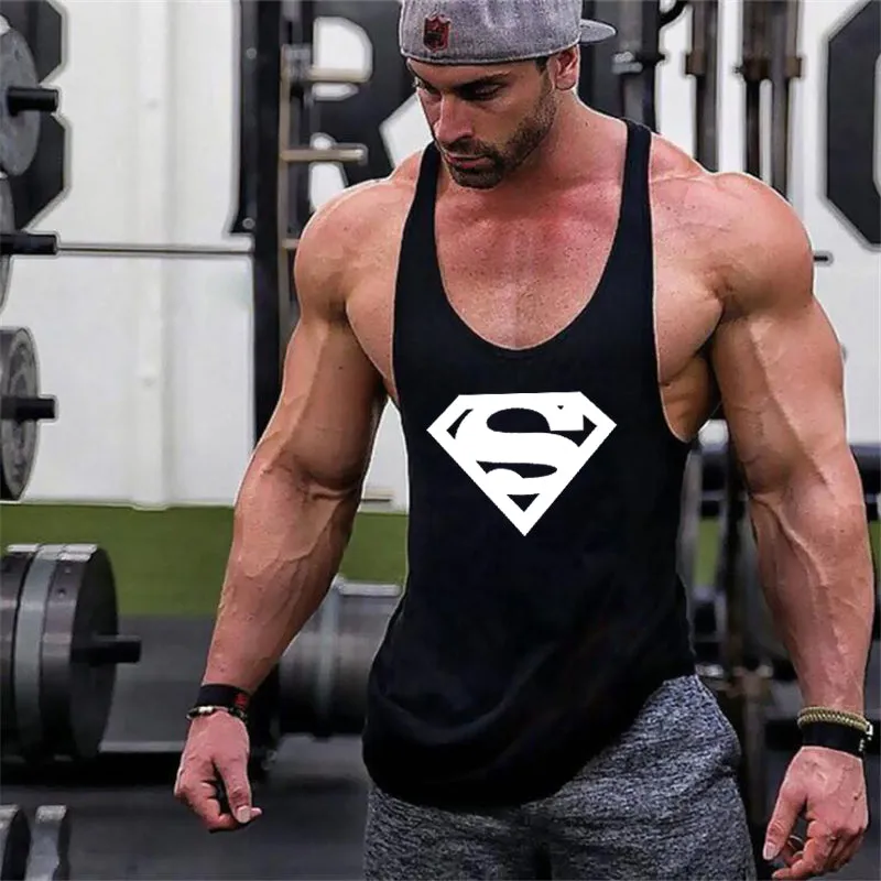 New Arrivals Bodybuilding stringer tank top Superman Gyms sleeveless t shirt men Fitness Vest Singlet sportswear workout tanktop