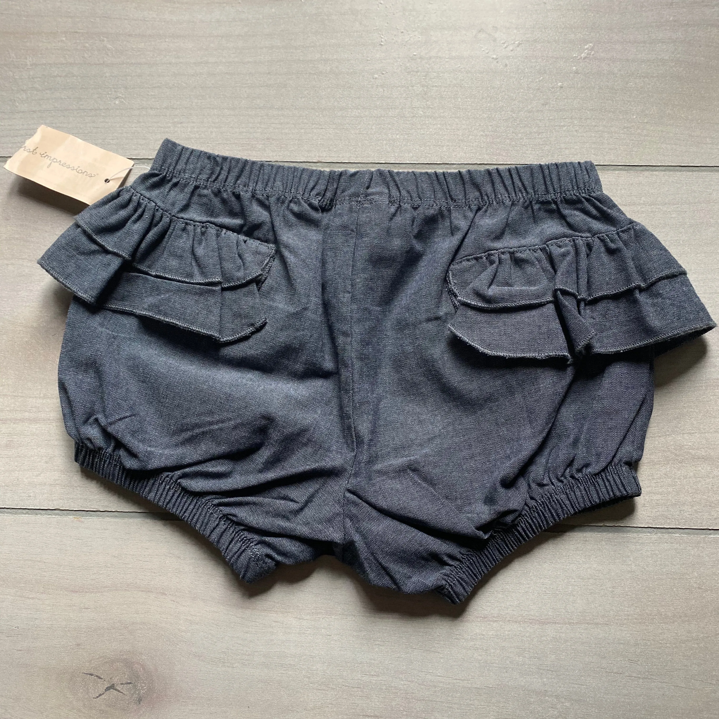 NEW First Impressions Dark Chambray Ruffle Shorts