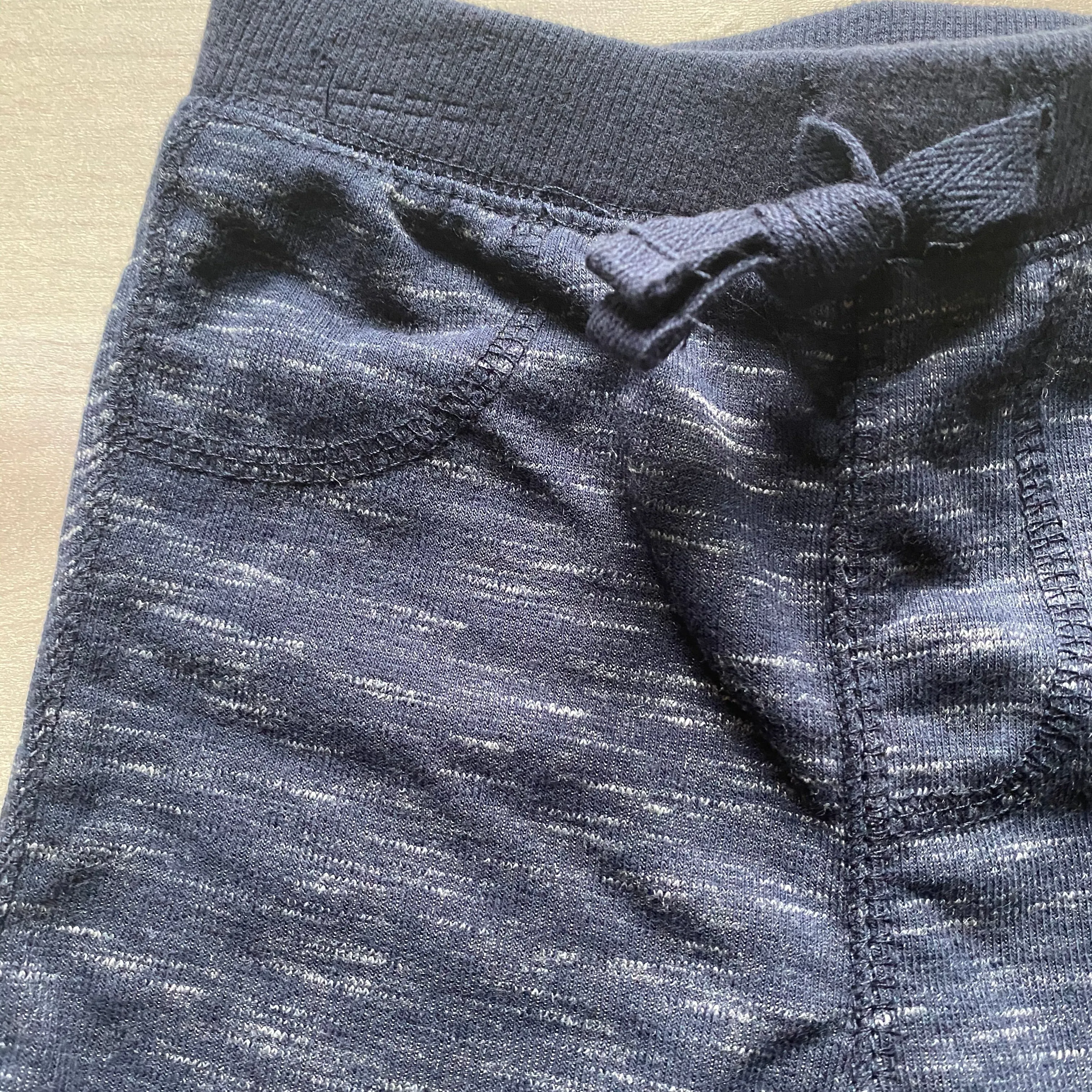 NEW First Impressions Dark Navy Heathered Cotton Pull On Shorts