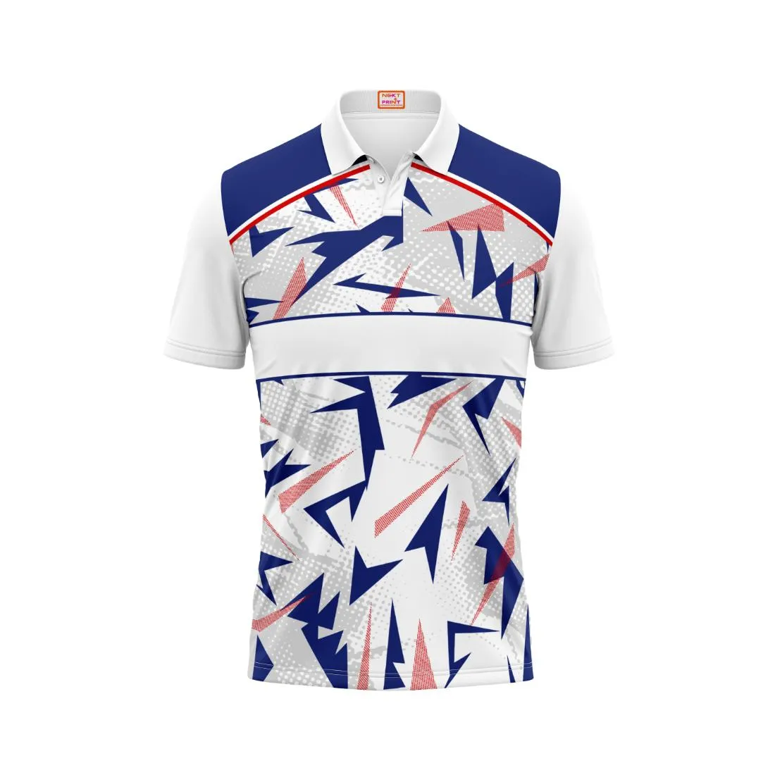 Next Print Customized Polo Neck White Jersey NPTS57