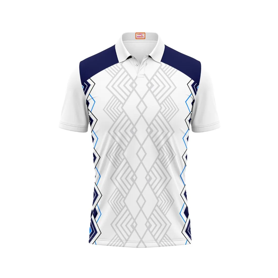 Next Print Customized Polo Neck White Jersey NPTS89