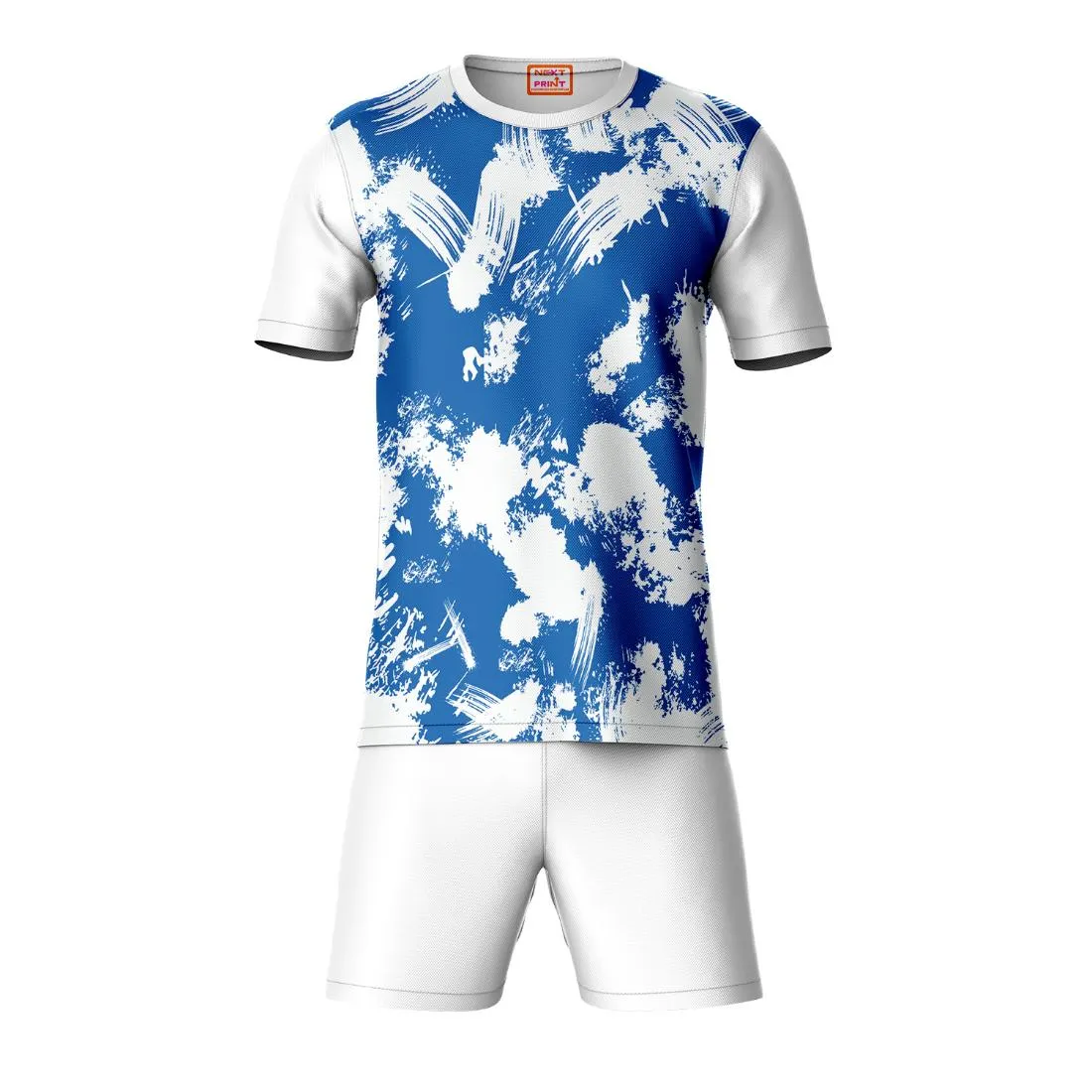 Next Print Round neck jersey white with shorts NPTS72