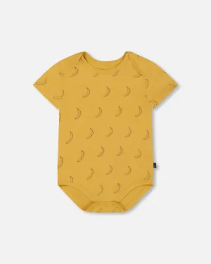 Organic Cotton Onesie Printed Yellow Bananas