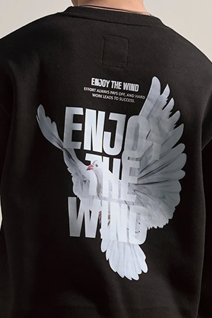 Oversized Graphic Sweatshirt - Black
