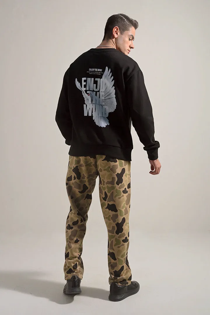 Oversized Graphic Sweatshirt - Black