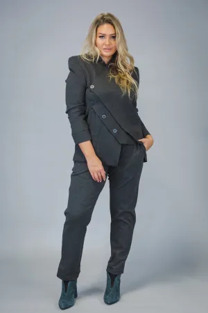 Paolo Tricot Sale, WT791872  Fitted Pant with Pockets, Grey 50% Off Regular Price