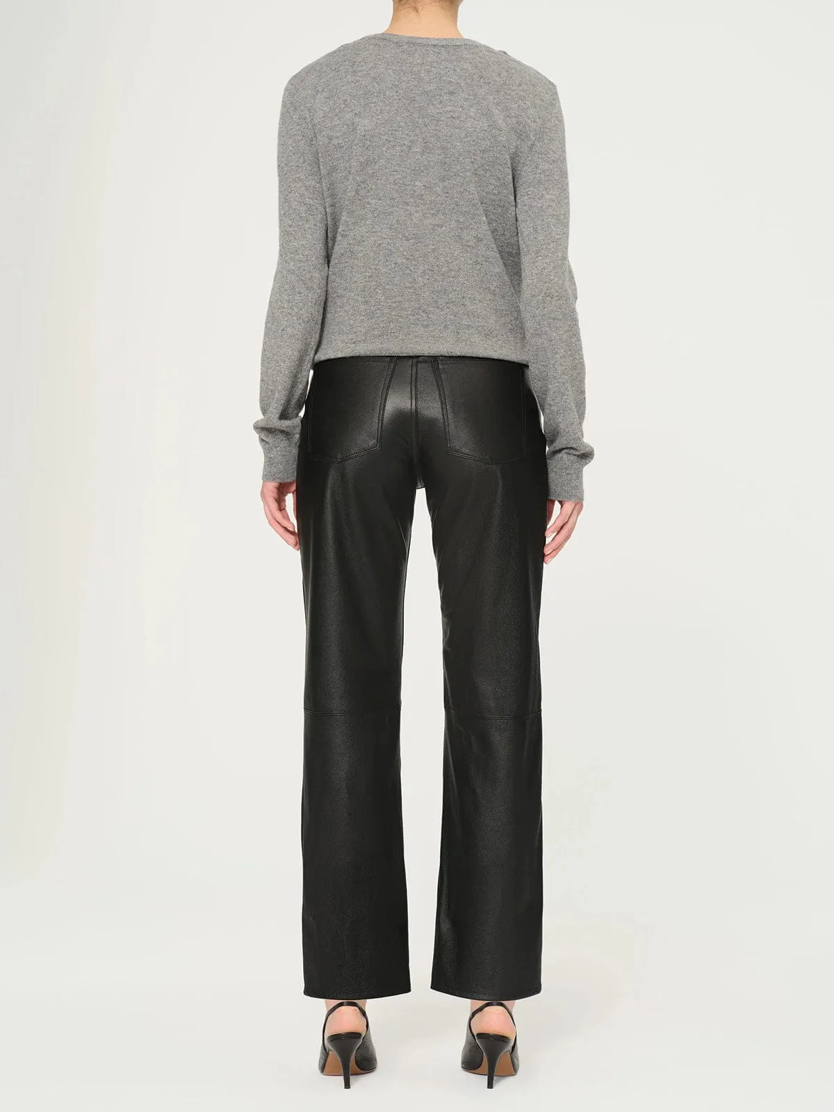 Patti Straight Leather Trousers - Black