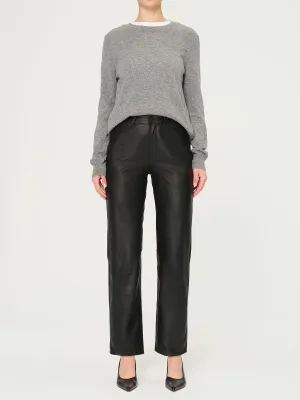 Patti Straight Leather Trousers - Black