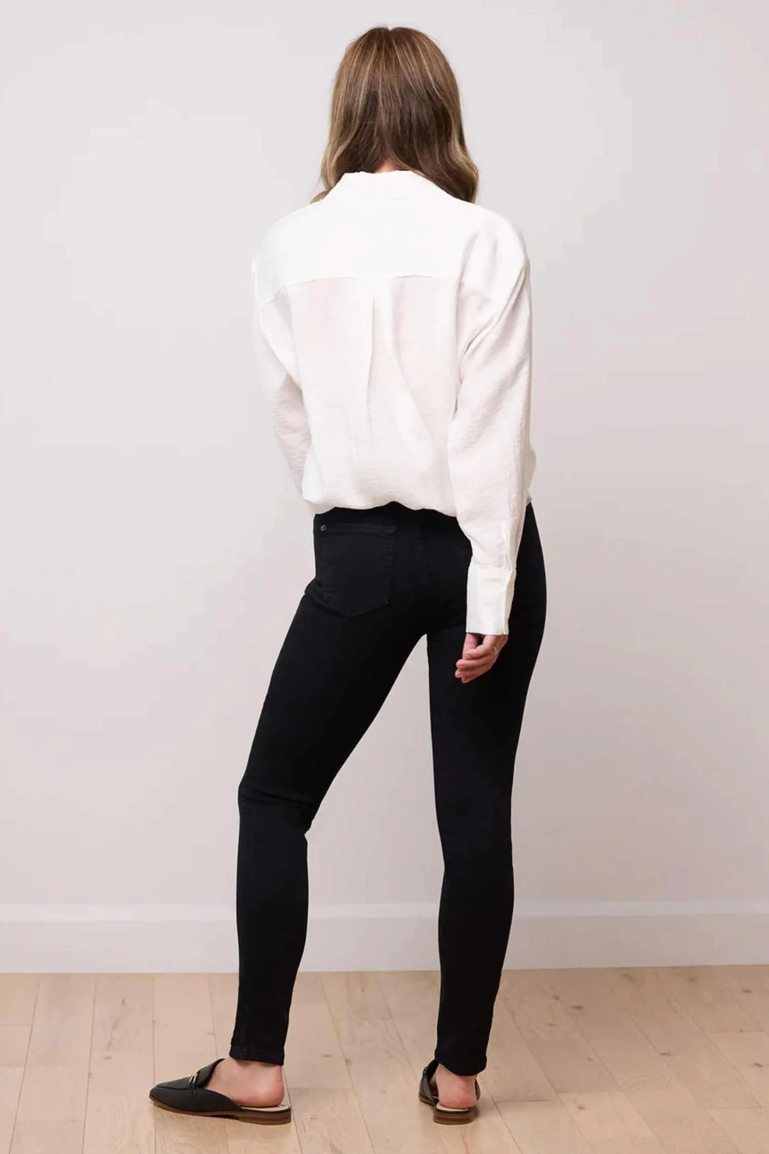 Pitch Black - RACHEL Woven Classic Rise Skinny Jeans