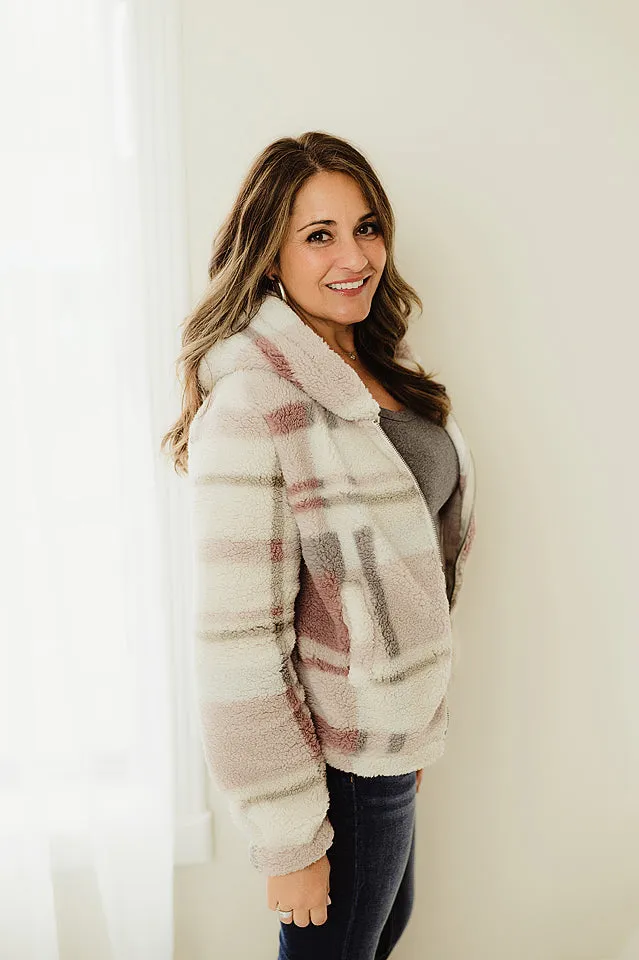 Plaid Sherpa Zip Up
