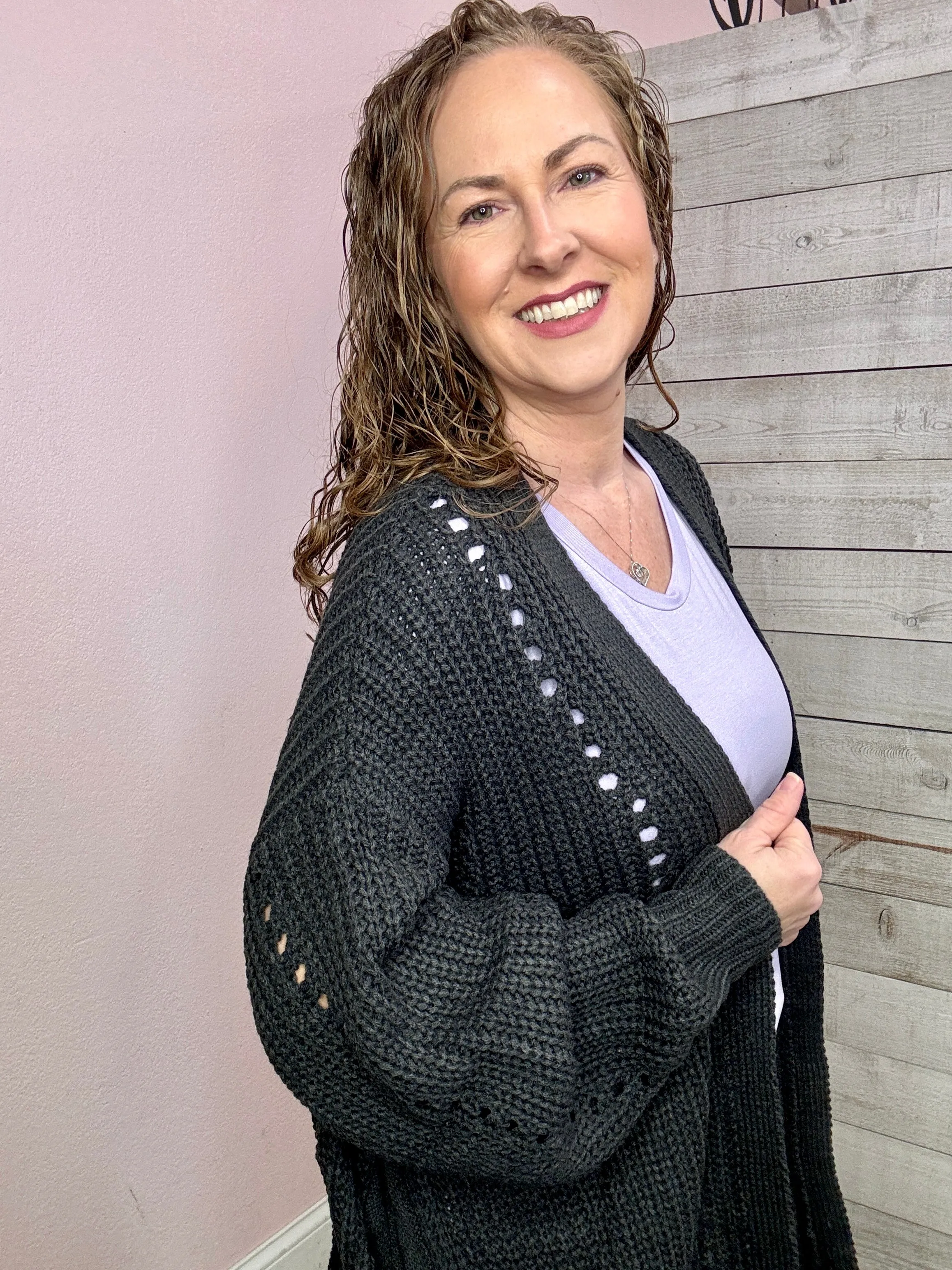 "Lunch Date" Charcoal Cardigan *FINAL SALE*