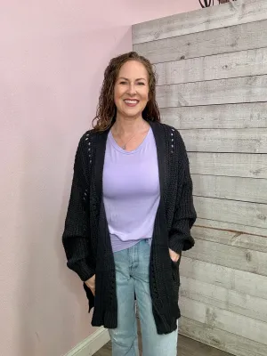 "Lunch Date" Charcoal Cardigan *FINAL SALE*