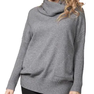 Rain   Rose Cowl Neck Sweater Gray
