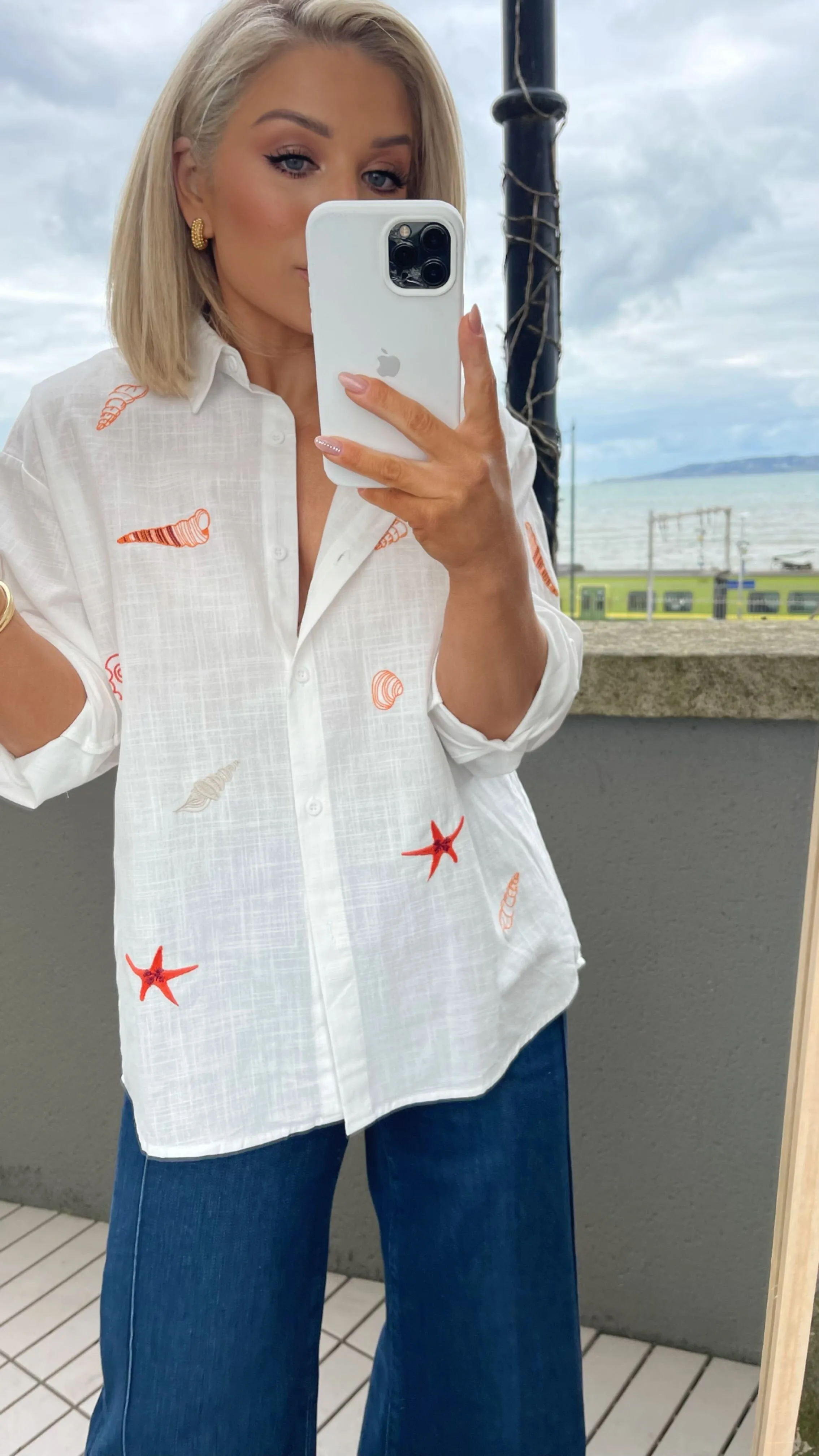 SAMMI  SEASHELL BLOUSE - WHITE