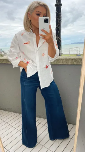SAMMI  SEASHELL BLOUSE - WHITE