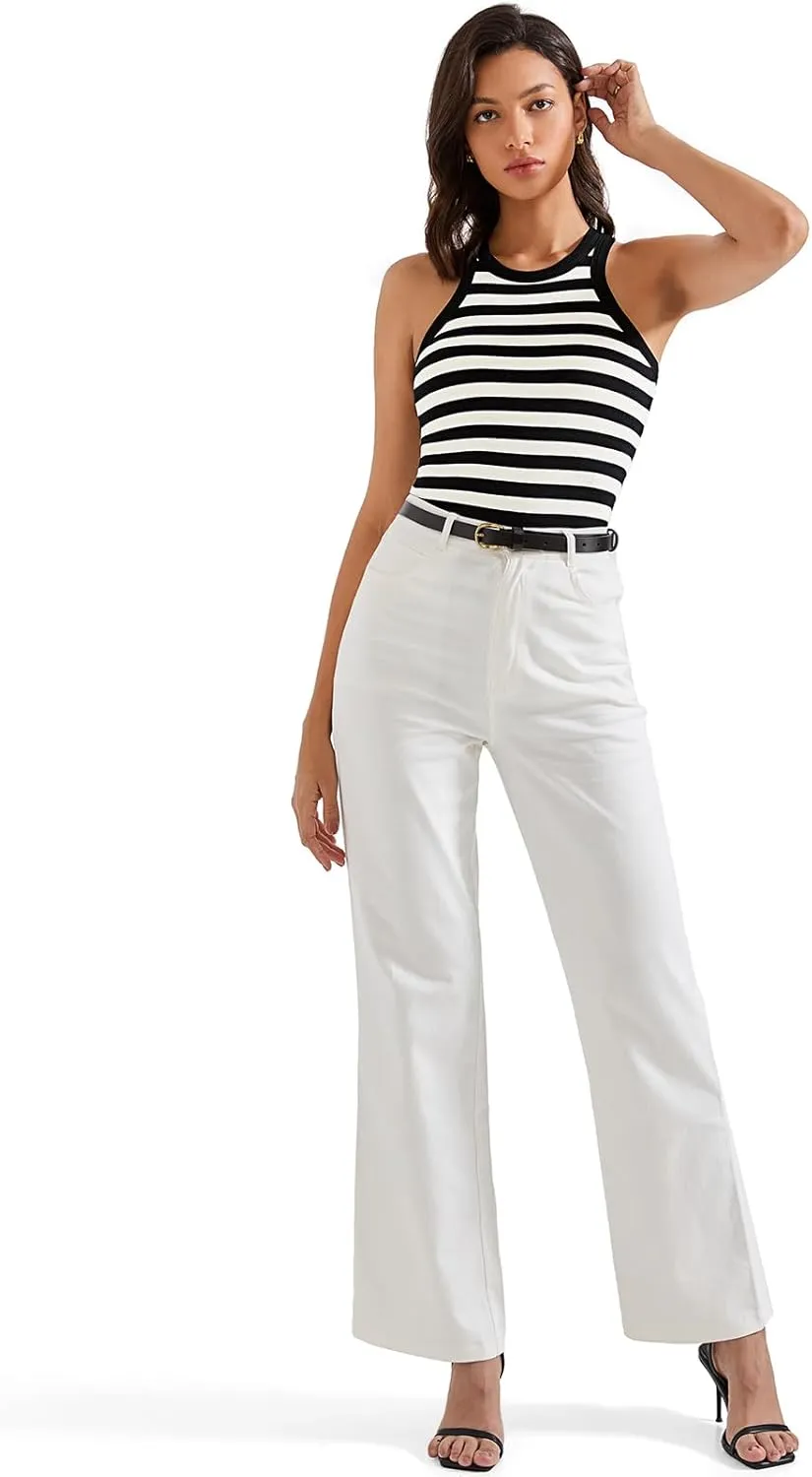 SUUKSESS Women Padded Cotton Ribbed Tank Tops 2025 High Neck Racerback Basic Tops