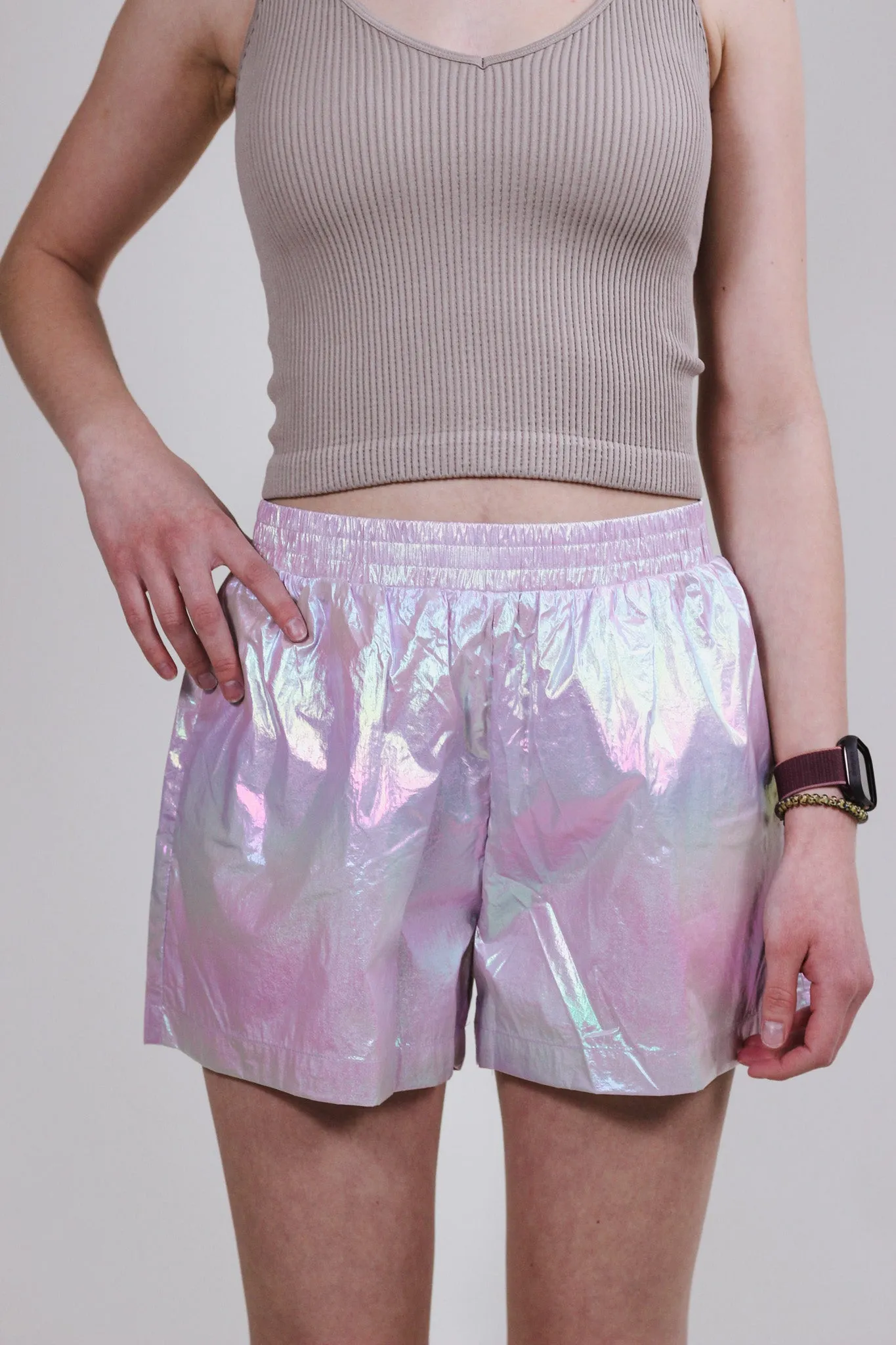 Take The Leap Purple Iridescent Shorts