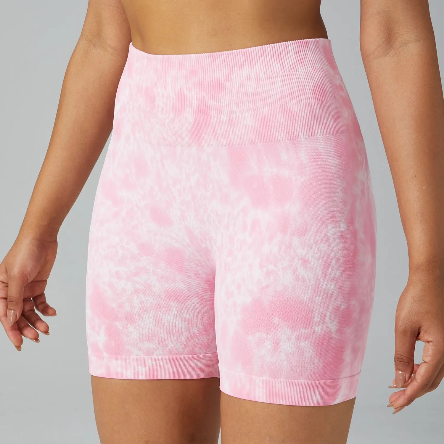 TikTok  Leggings Women's high-waisted skinny spilled dye fitness shorts Stretch hip lift yoga pants seamless breathable three-point sweatpants
