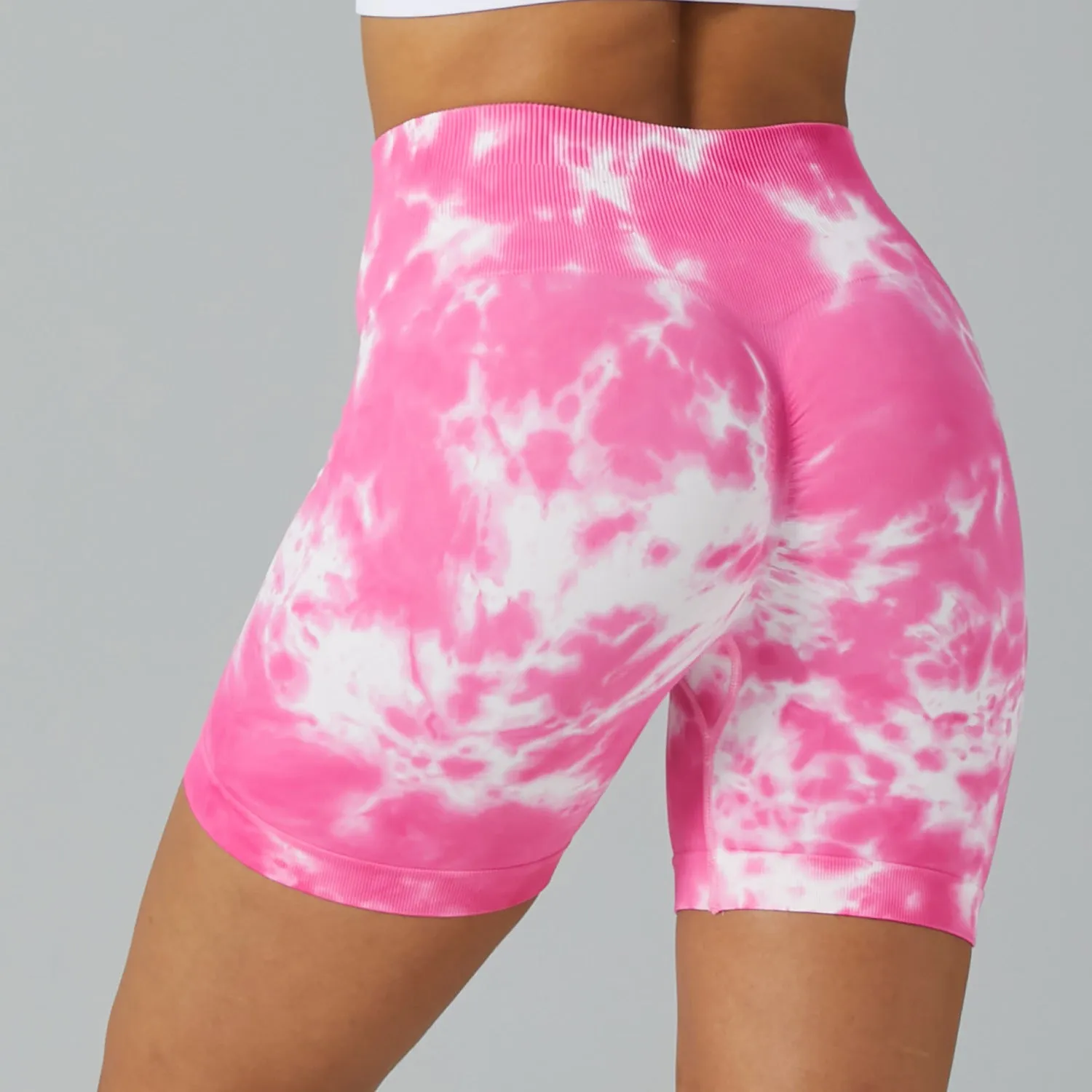 TikTok  Leggings Women's high-waisted skinny spilled dye fitness shorts Stretch hip lift yoga pants seamless breathable three-point sweatpants