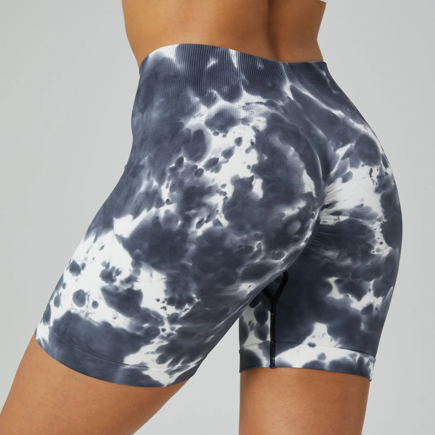 TikTok  Leggings Women's high-waisted skinny spilled dye fitness shorts Stretch hip lift yoga pants seamless breathable three-point sweatpants