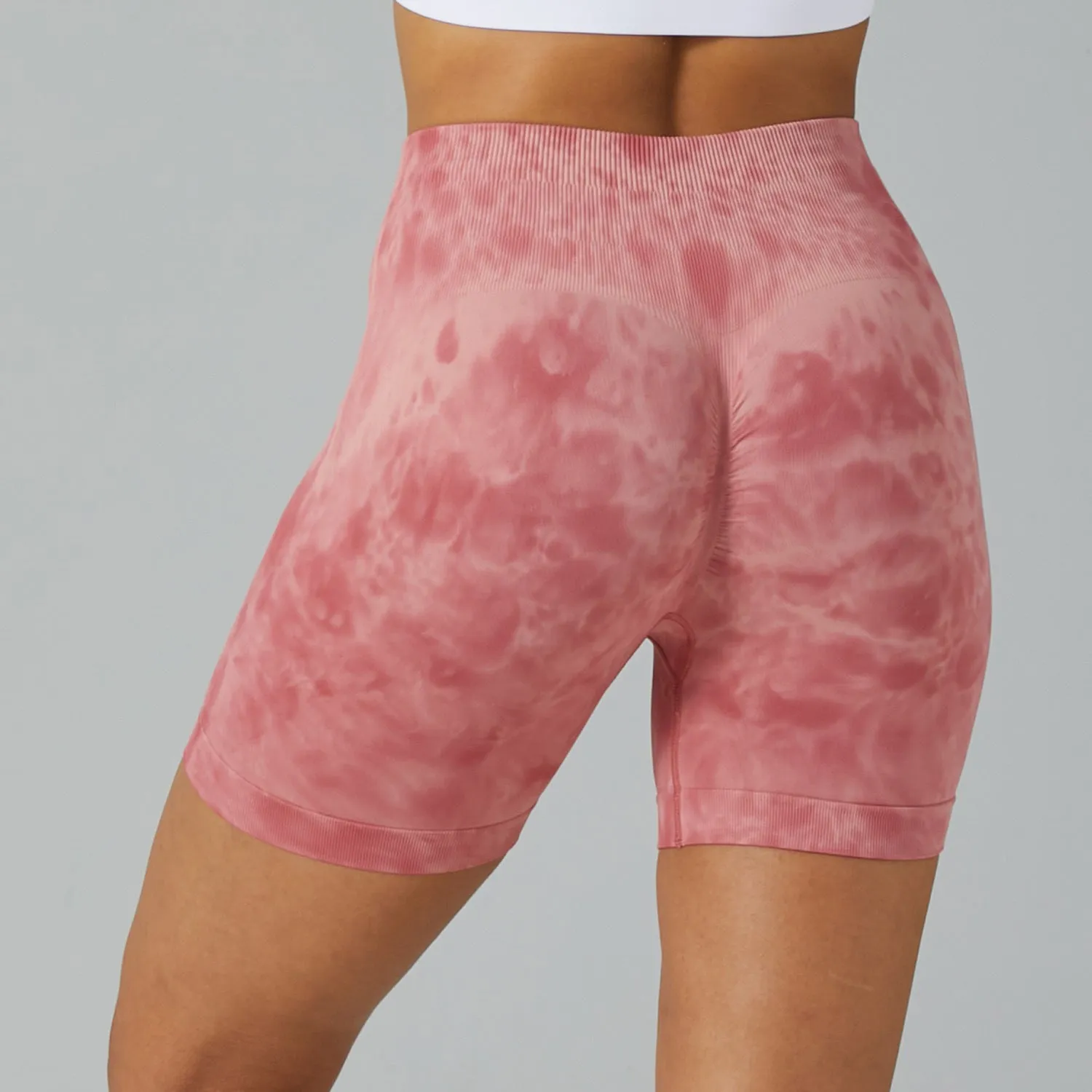 TikTok  Leggings Women's high-waisted skinny spilled dye fitness shorts Stretch hip lift yoga pants seamless breathable three-point sweatpants