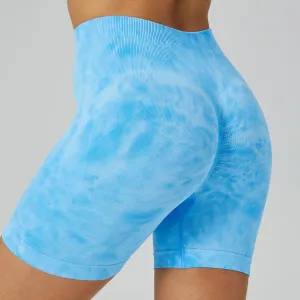 TikTok  Leggings Women's high-waisted skinny spilled dye fitness shorts Stretch hip lift yoga pants seamless breathable three-point sweatpants