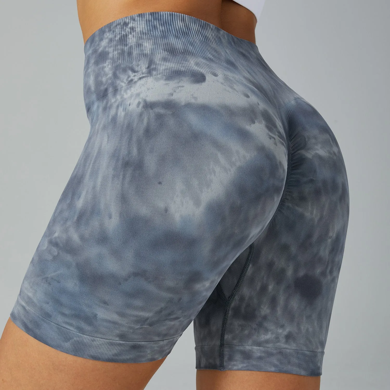 TikTok  Leggings Women's high-waisted skinny spilled dye fitness shorts Stretch hip lift yoga pants seamless breathable three-point sweatpants