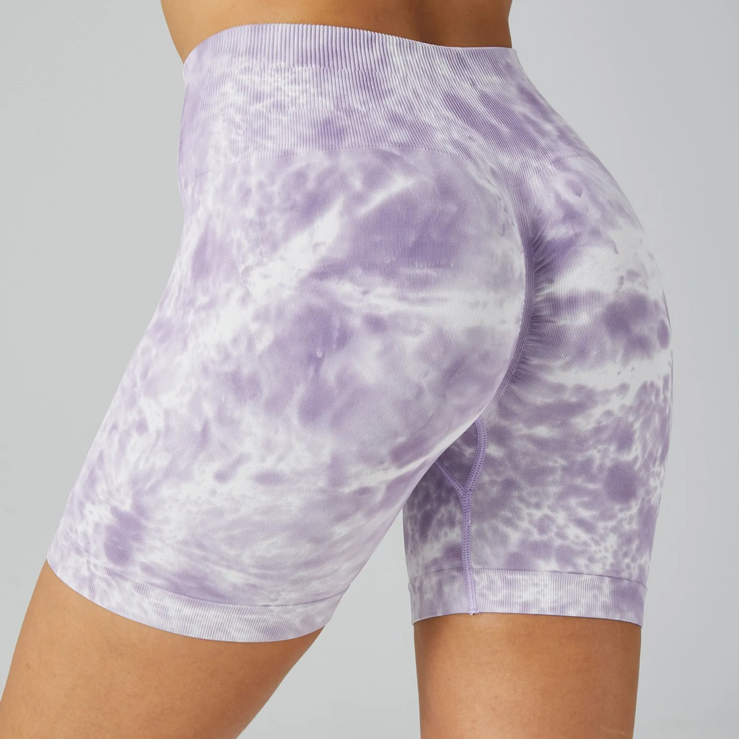 TikTok  Leggings Women's high-waisted skinny spilled dye fitness shorts Stretch hip lift yoga pants seamless breathable three-point sweatpants