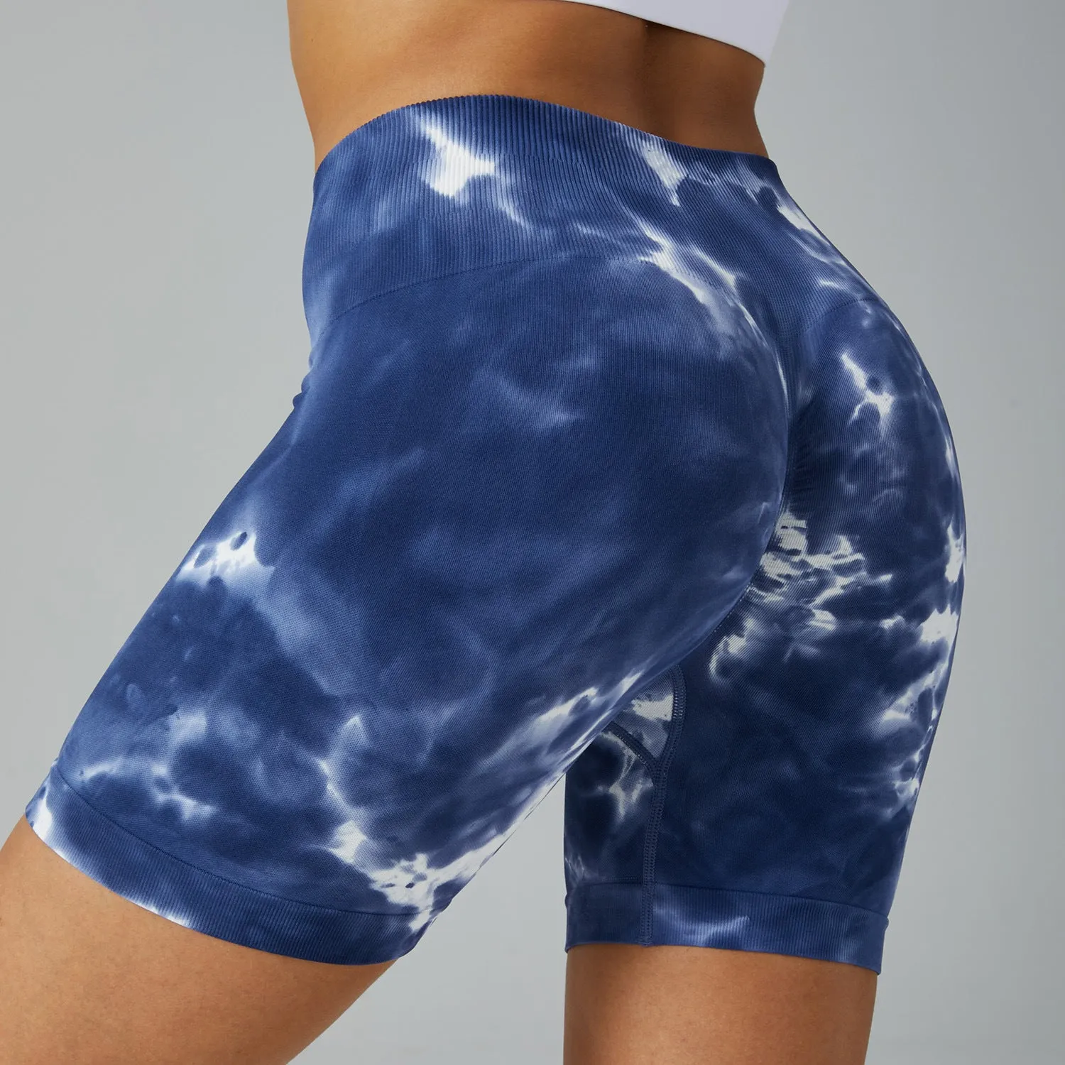 TikTok  Leggings Women's high-waisted skinny spilled dye fitness shorts Stretch hip lift yoga pants seamless breathable three-point sweatpants