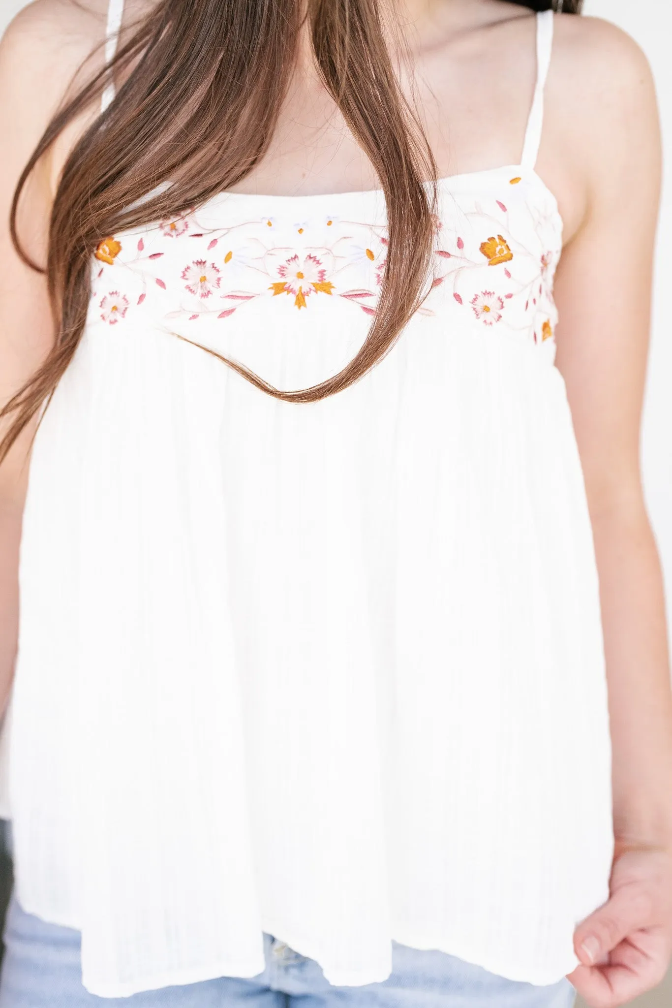 Top Pick Floral Embroidery Tank Top
