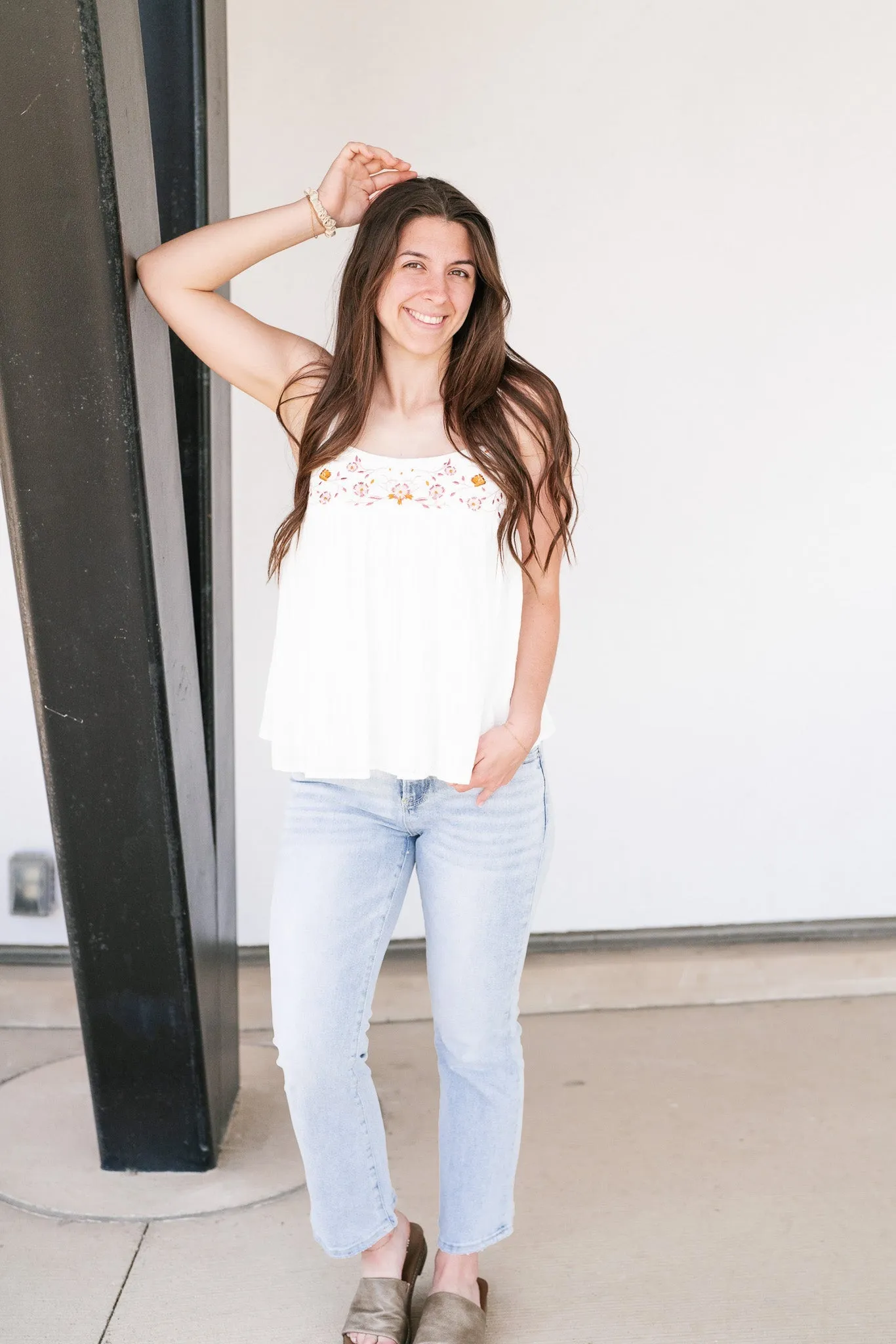 Top Pick Floral Embroidery Tank Top