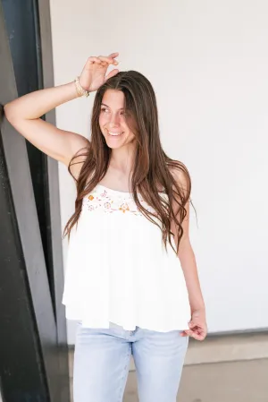 Top Pick Floral Embroidery Tank Top
