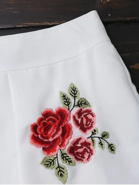 Trendy Layered Floral Embroidered Shorts