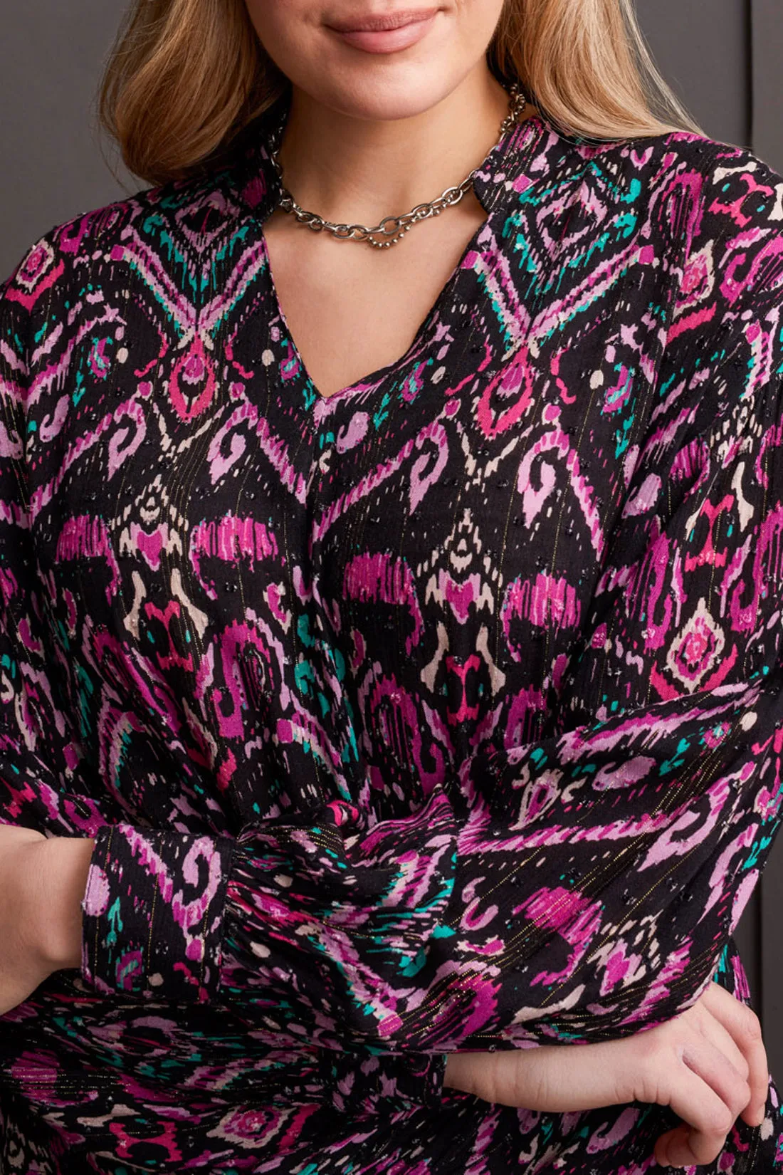 Tribal Miley Faux Knot Blouse - Bright Violet