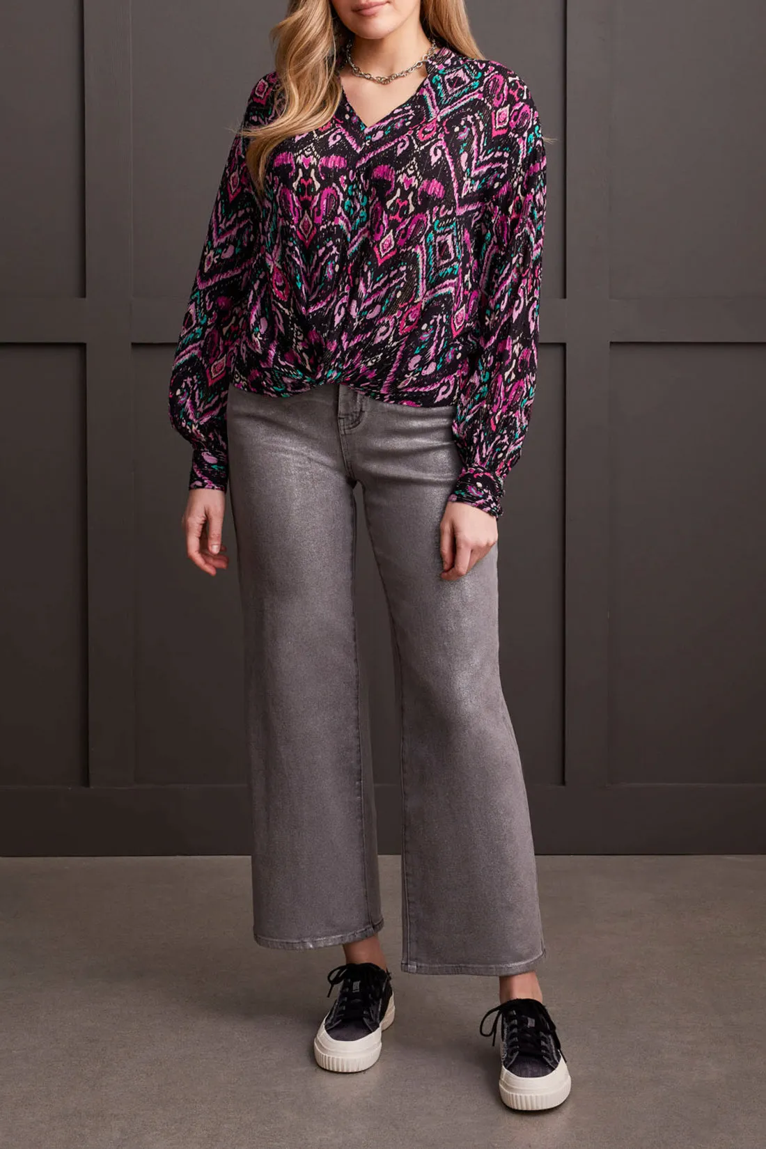 Tribal Miley Faux Knot Blouse - Bright Violet