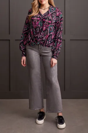 Tribal Miley Faux Knot Blouse - Bright Violet