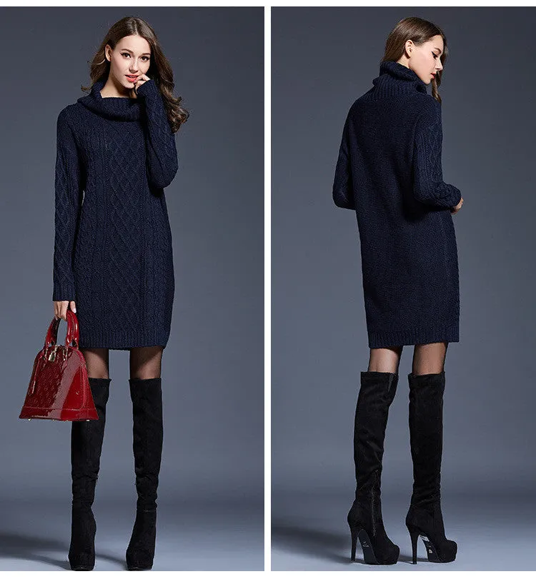 Turtle Neck Knitting Long Sweater