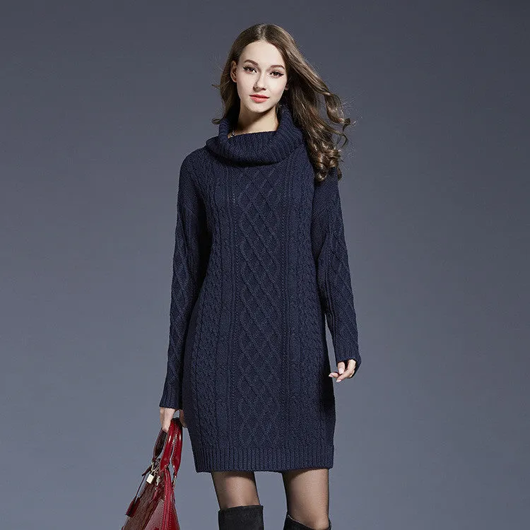 Turtle Neck Knitting Long Sweater