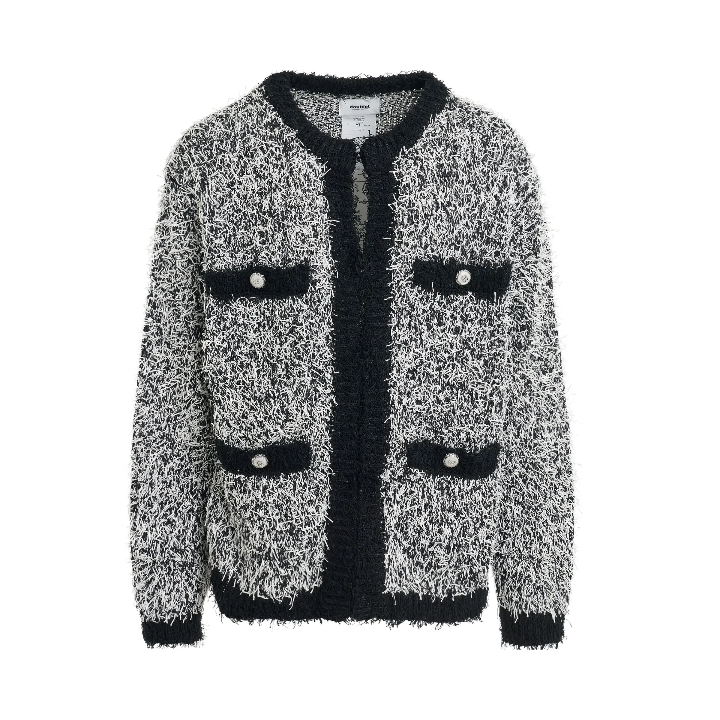 Tweed Knit Cardigan in Black