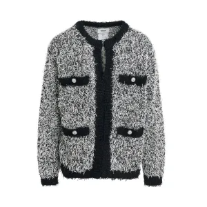 Tweed Knit Cardigan in Black