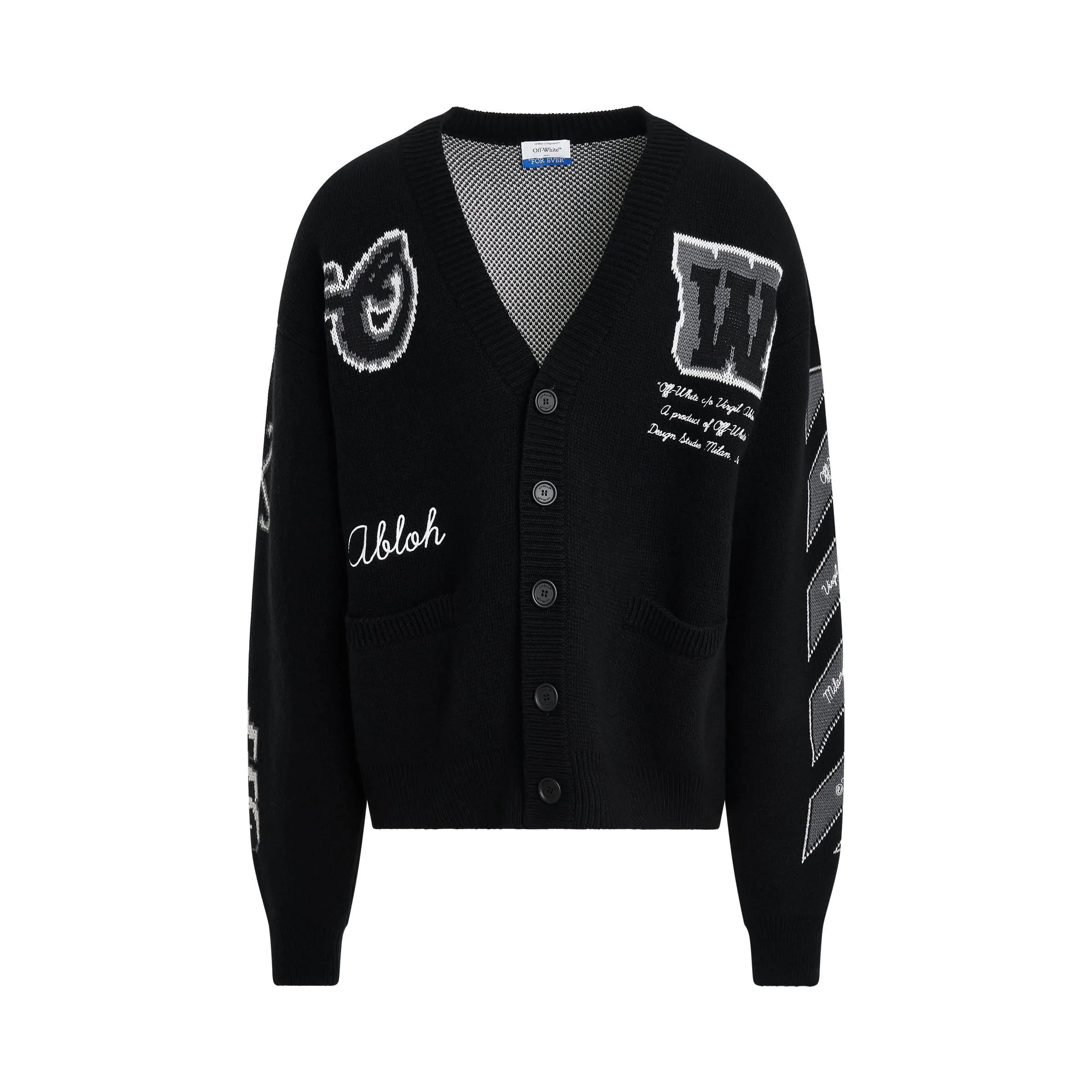 Varsity Knit Cardigan in Black