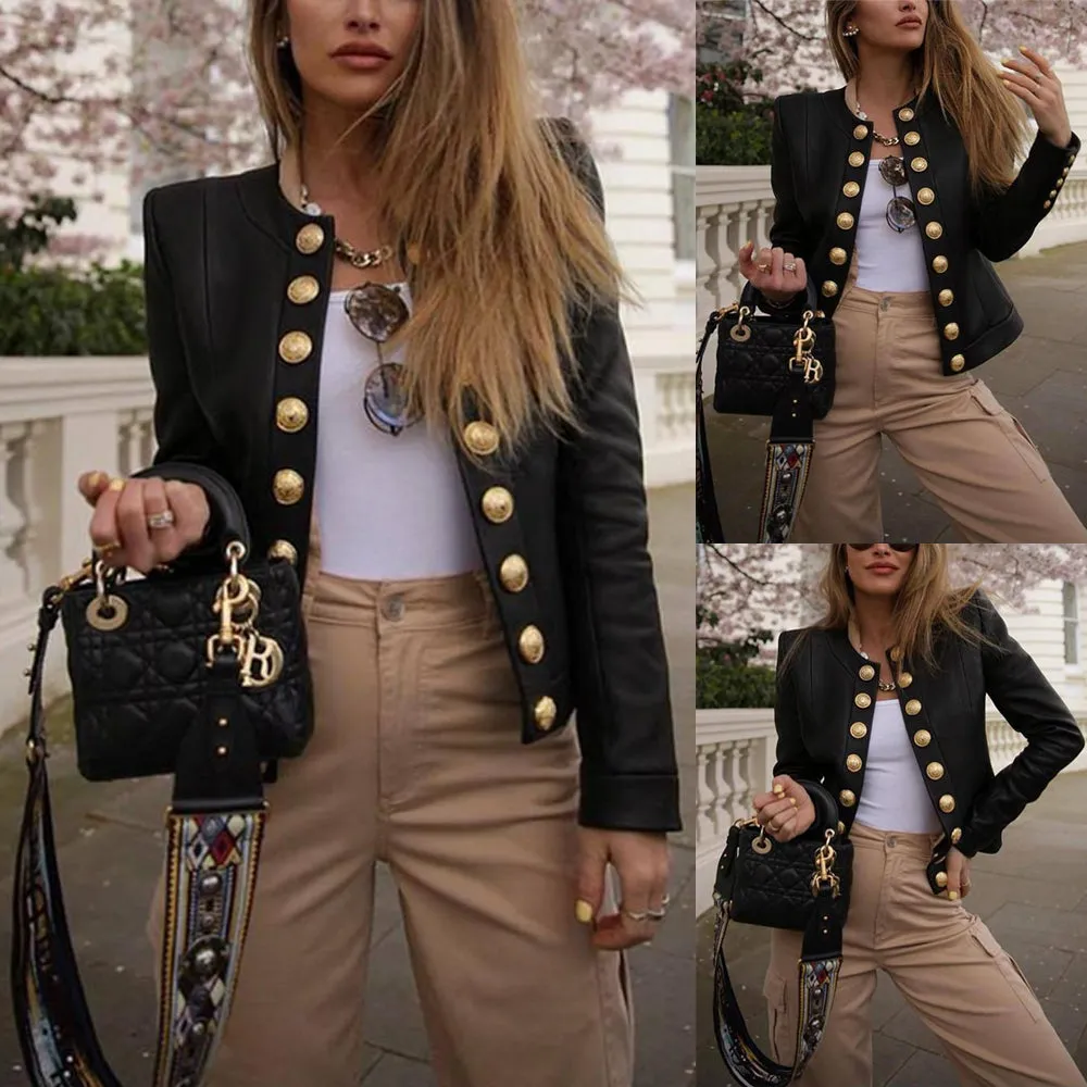Vintage Winter Women Coat Black Jacket