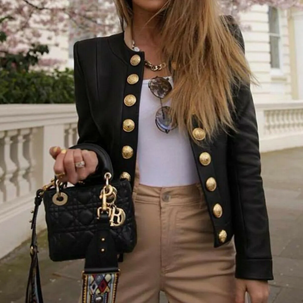Vintage Winter Women Coat Black Jacket