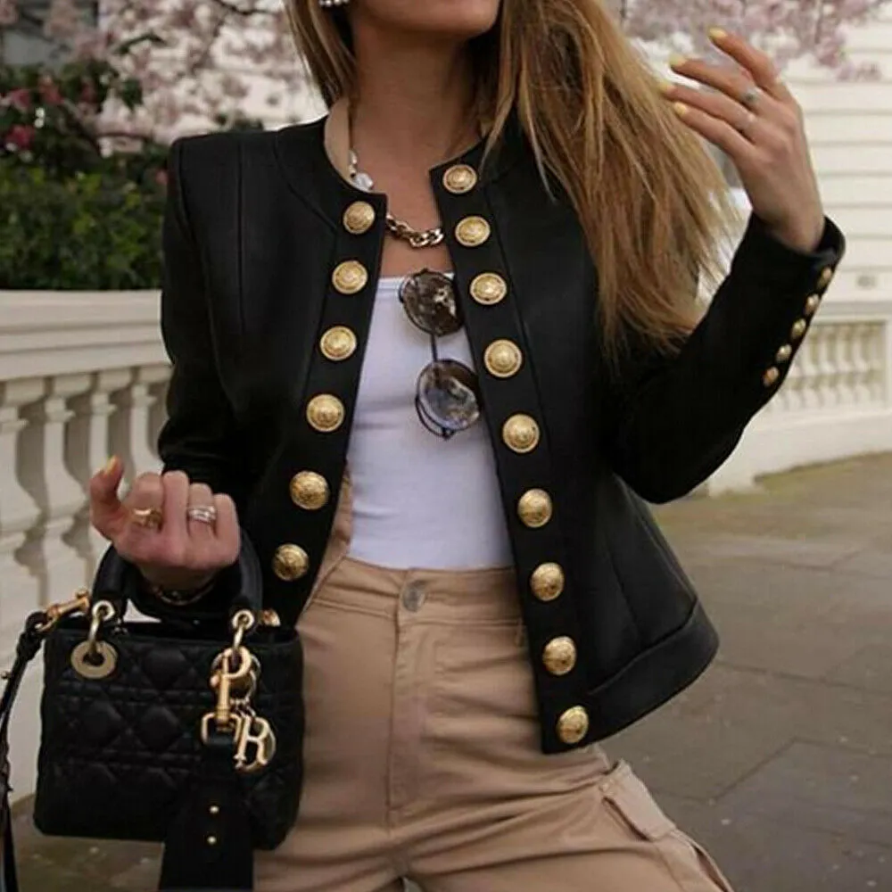 Vintage Winter Women Coat Black Jacket
