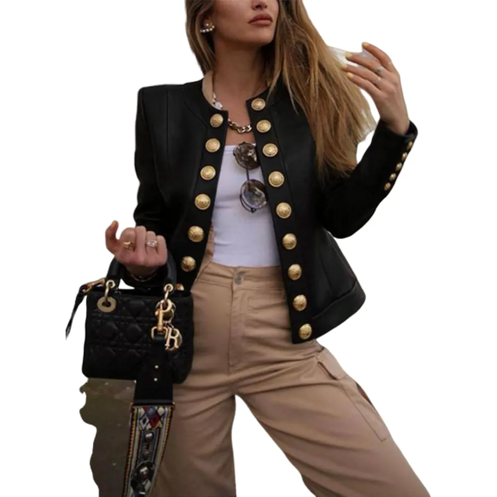 Vintage Winter Women Coat Black Jacket